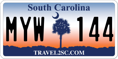 SC license plate MYW144