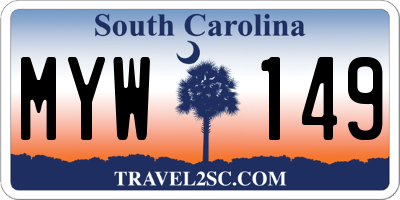 SC license plate MYW149