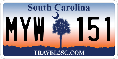 SC license plate MYW151