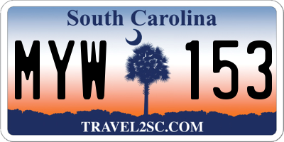 SC license plate MYW153