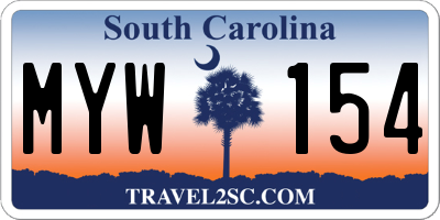 SC license plate MYW154