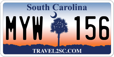 SC license plate MYW156