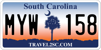 SC license plate MYW158