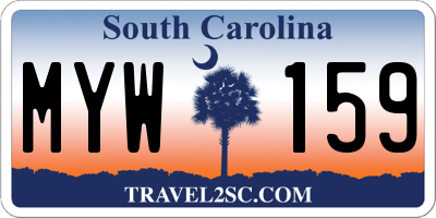 SC license plate MYW159