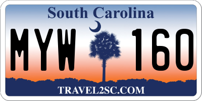 SC license plate MYW160