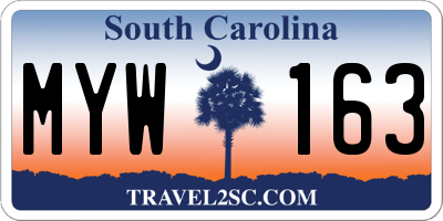 SC license plate MYW163