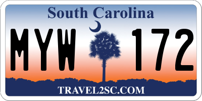 SC license plate MYW172