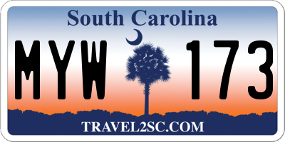 SC license plate MYW173