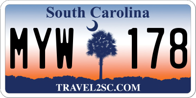 SC license plate MYW178