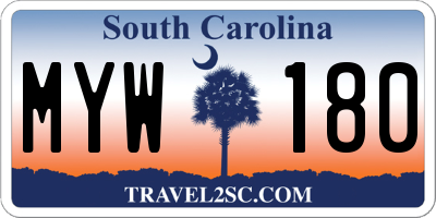 SC license plate MYW180