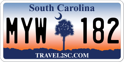 SC license plate MYW182