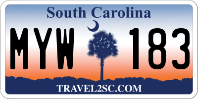 SC license plate MYW183