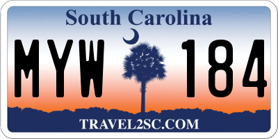 SC license plate MYW184