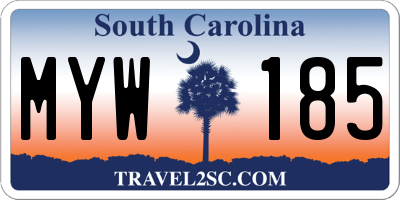 SC license plate MYW185