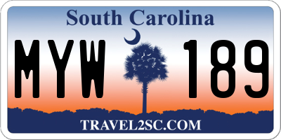 SC license plate MYW189
