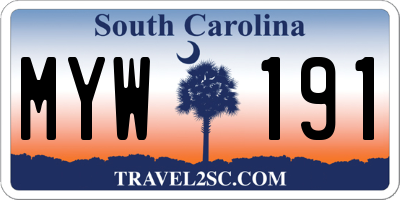 SC license plate MYW191