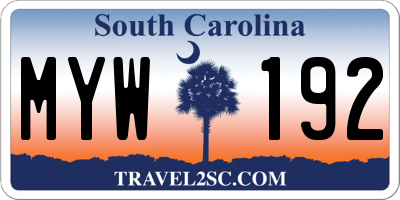SC license plate MYW192