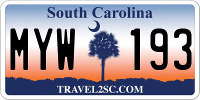 SC license plate MYW193