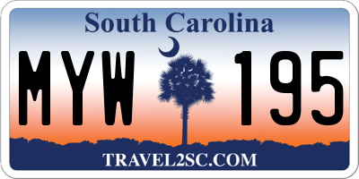 SC license plate MYW195
