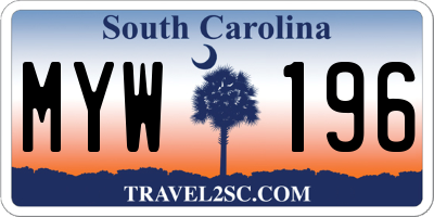 SC license plate MYW196