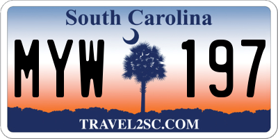 SC license plate MYW197