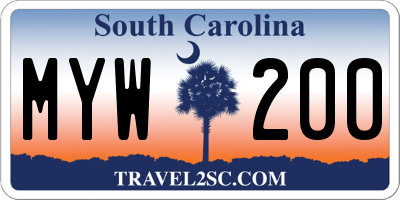 SC license plate MYW200