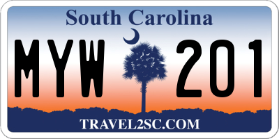 SC license plate MYW201