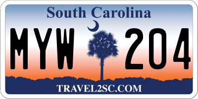 SC license plate MYW204