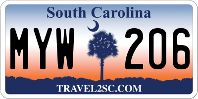SC license plate MYW206