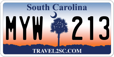 SC license plate MYW213