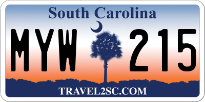 SC license plate MYW215