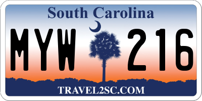 SC license plate MYW216