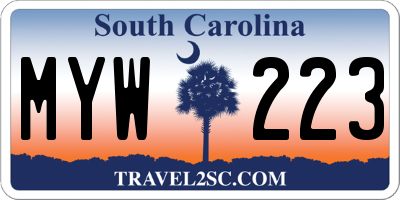 SC license plate MYW223