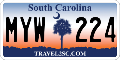 SC license plate MYW224