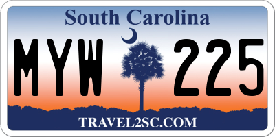 SC license plate MYW225