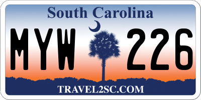 SC license plate MYW226
