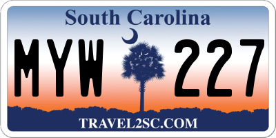 SC license plate MYW227