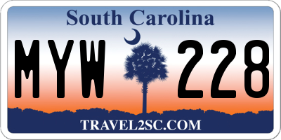 SC license plate MYW228