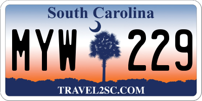 SC license plate MYW229