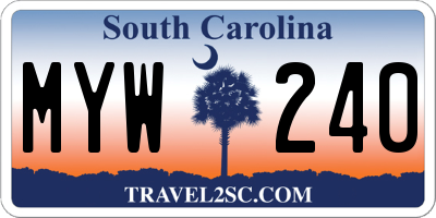SC license plate MYW240