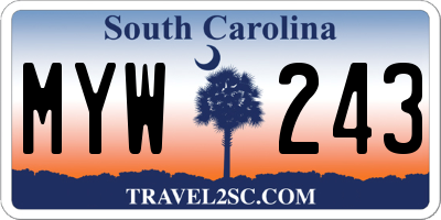 SC license plate MYW243