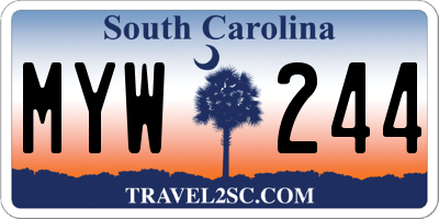 SC license plate MYW244