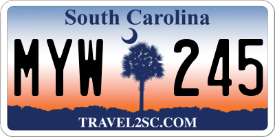 SC license plate MYW245