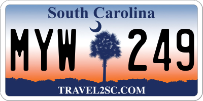 SC license plate MYW249
