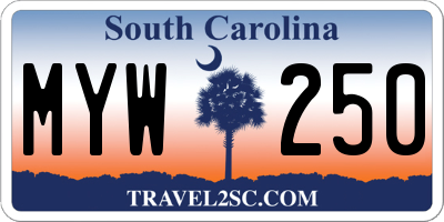SC license plate MYW250