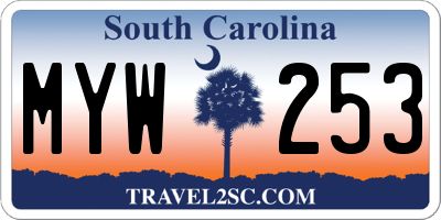 SC license plate MYW253