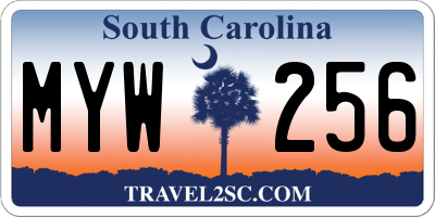SC license plate MYW256