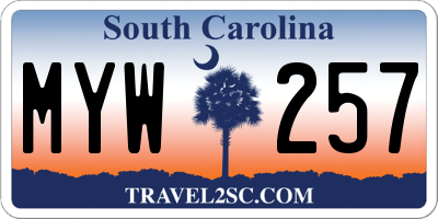 SC license plate MYW257