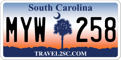 SC license plate MYW258