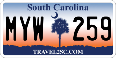 SC license plate MYW259